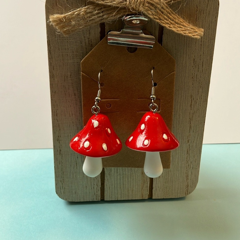 Red Mushroom Earrings for Kids